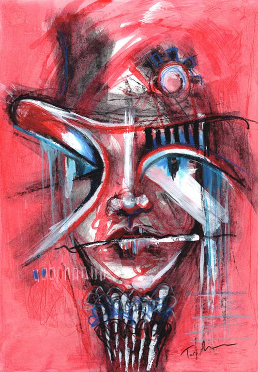 The process of creating the abstract face painting Melting Soul
