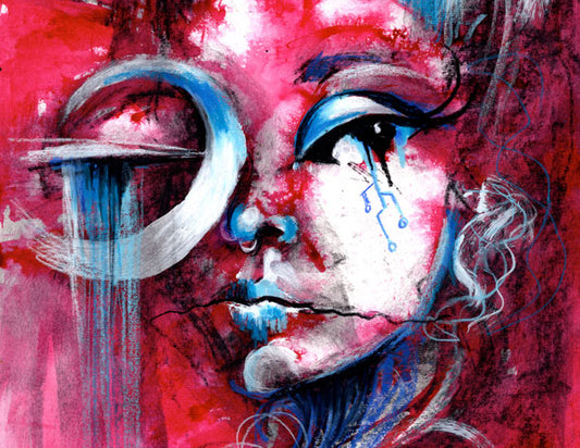 Electric Elegance Abstract Portrait Painting