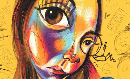 Phone Girl Abstract Portrait Painting in Pastel