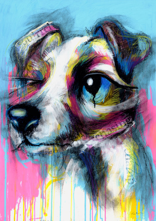 Art Process Video Painting of an Abstract Jack Russell Terrier Dog