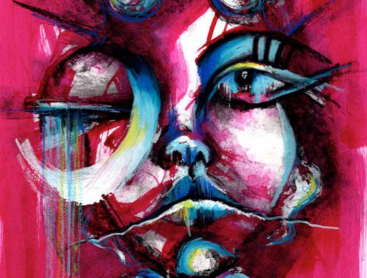 Star Pilot Abstract Painting in Pink