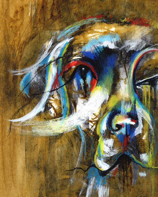 Abstract Dog Painting - Labrador in Olive Colour