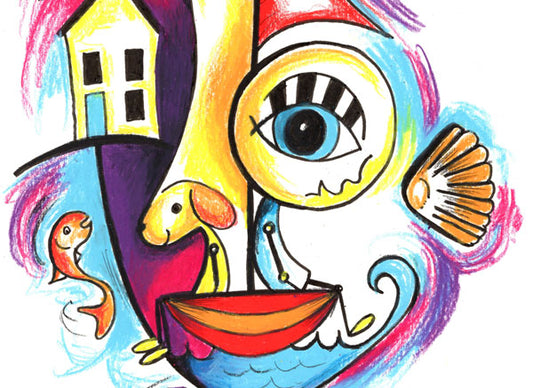 Ship Faced Doodle Painting