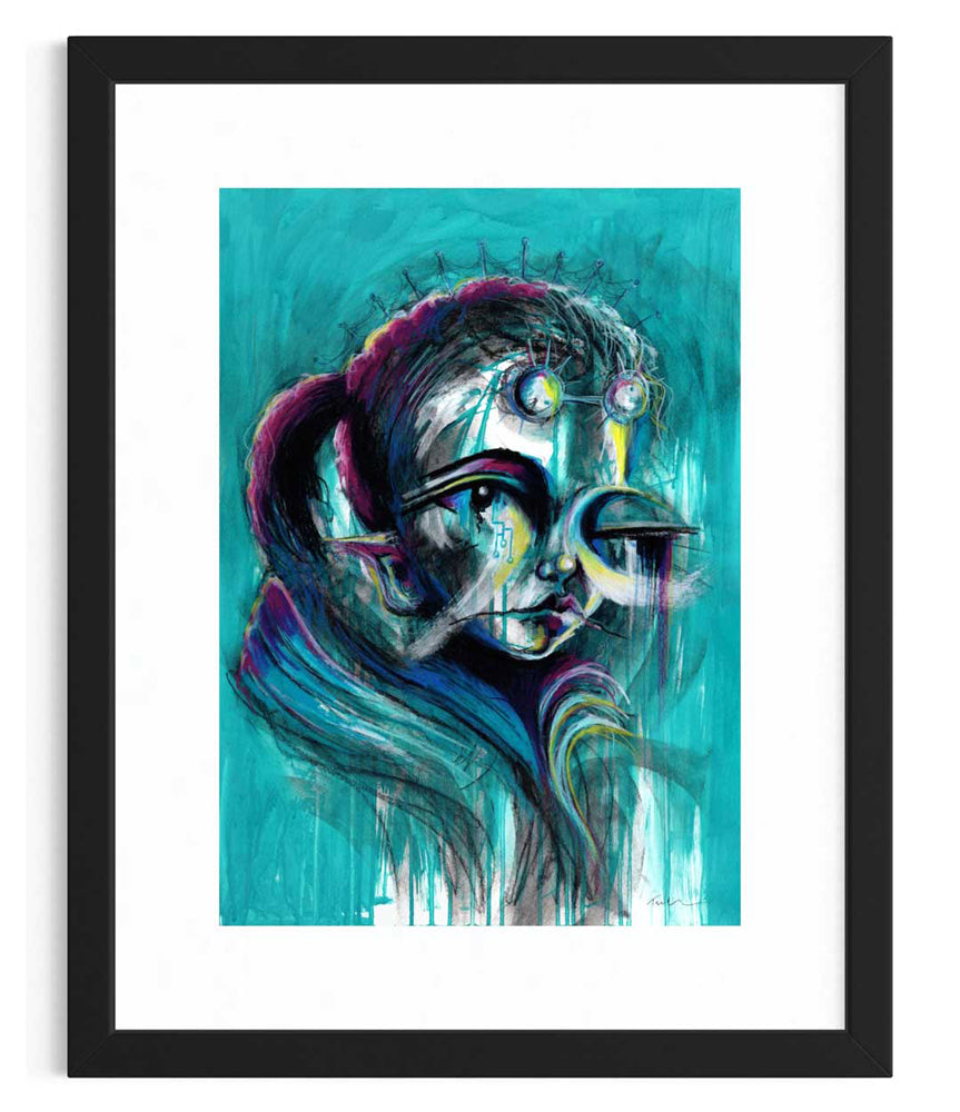 Cyber Girl - Cyberpunk Abstract Portrait Art Print