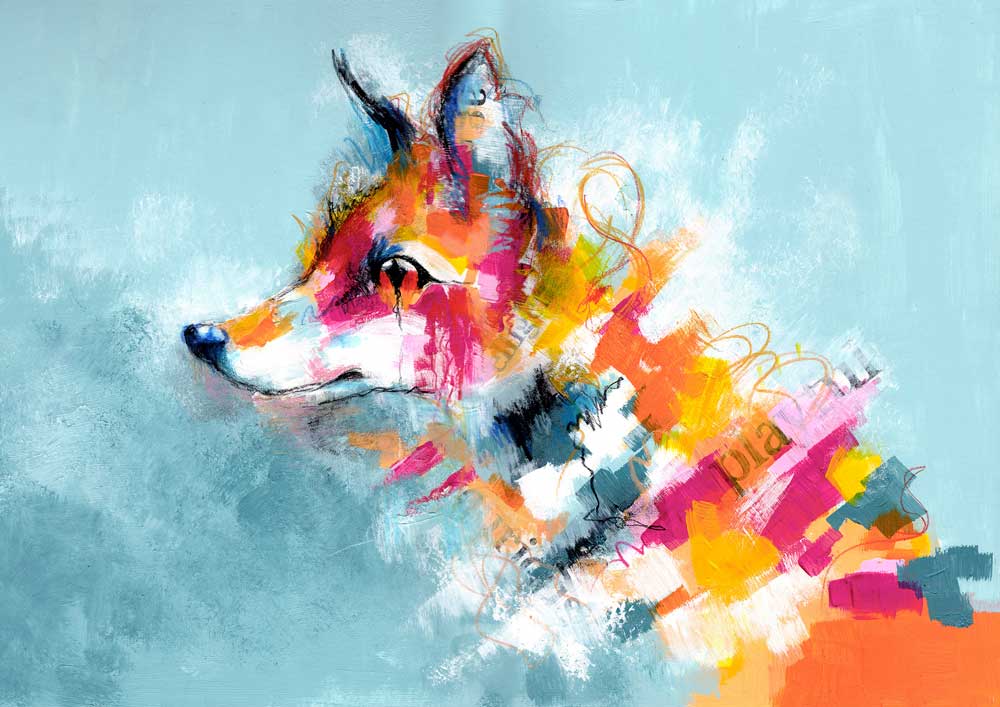 Stay Foxy - Colourful Abstract Fox Art Print