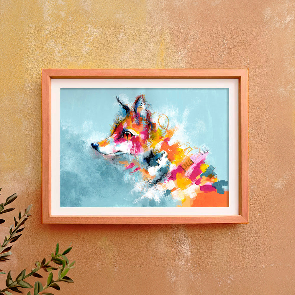 Stay Foxy - Colourful Abstract Fox Art Print