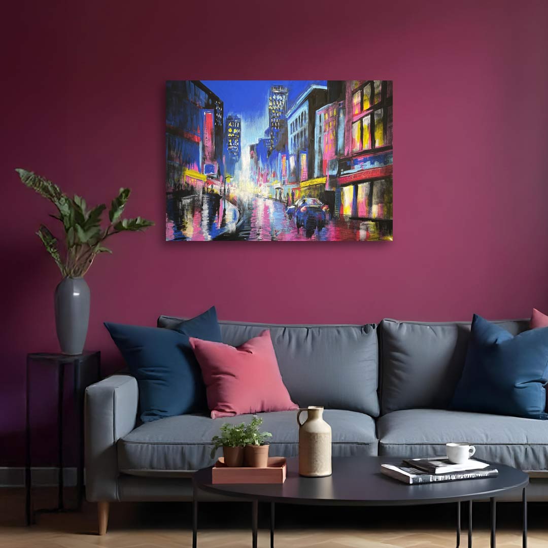 Short Ride Home – Original Night Cityscape Painting on Canvas