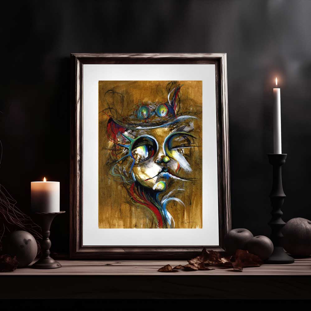 Olive Odyssey - Steampunk-inspired abstract portrait art in olive tones