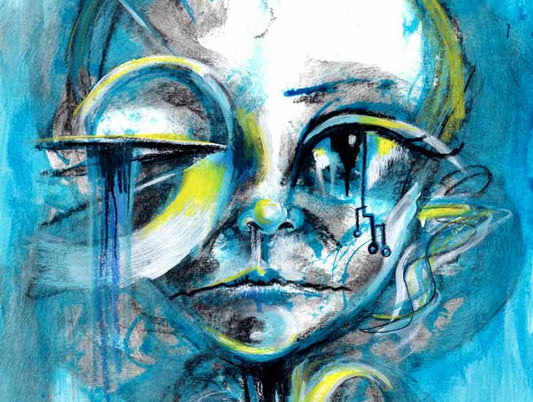 Enchanted Blue Abstract Face Painting Art Process