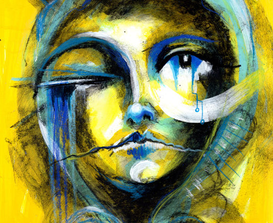 Guardian Glow Abstract Face Painting in Yellow