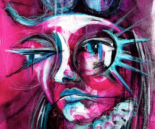 Magenta Haze Abstract Face Painting in Pink