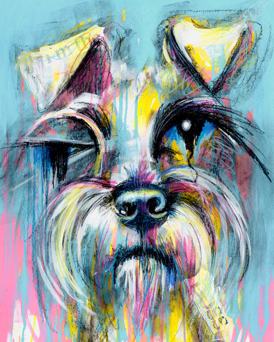 Art Process Video to Paint a Schnauzer Dog