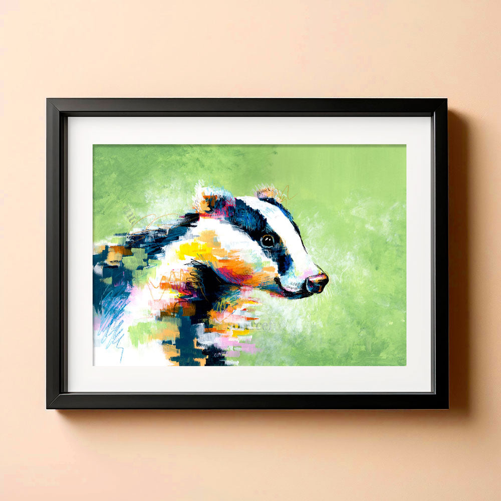 Badger of Honour - Colourful Abstract Animal Art Print