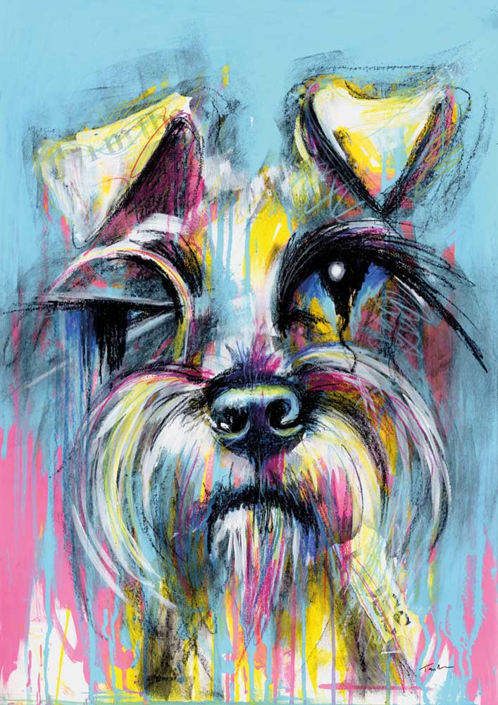 Schnauzer Dog Painting - "I'm The Boss"