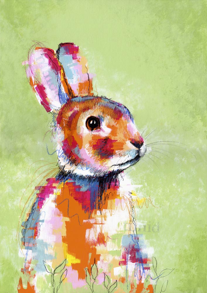 Hoppy Go Lucky - Abstract Rabbit Art Print