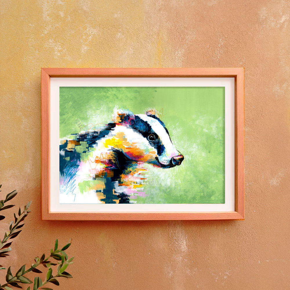 Badger of Honour - Colourful Abstract Animal Art Print