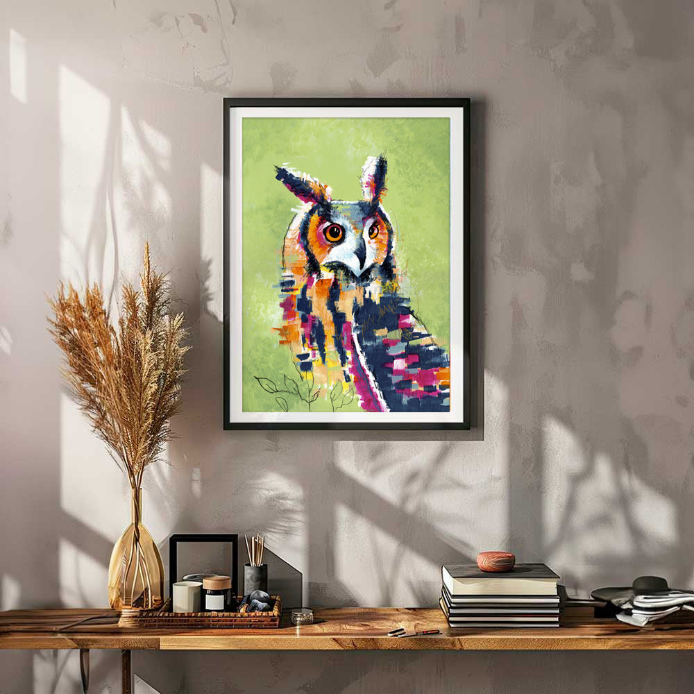 She’s a Hoot - Abstract Long Eared Owl Art Print