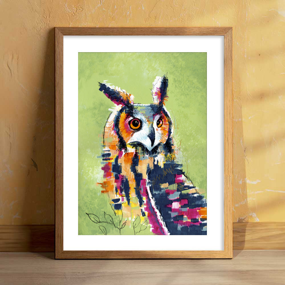 She’s a Hoot - Abstract Long Eared Owl Art Print