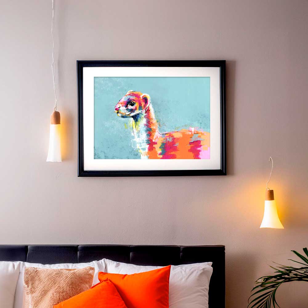 Stoatally Awesome - Colourful Abstract Stoat Art Print